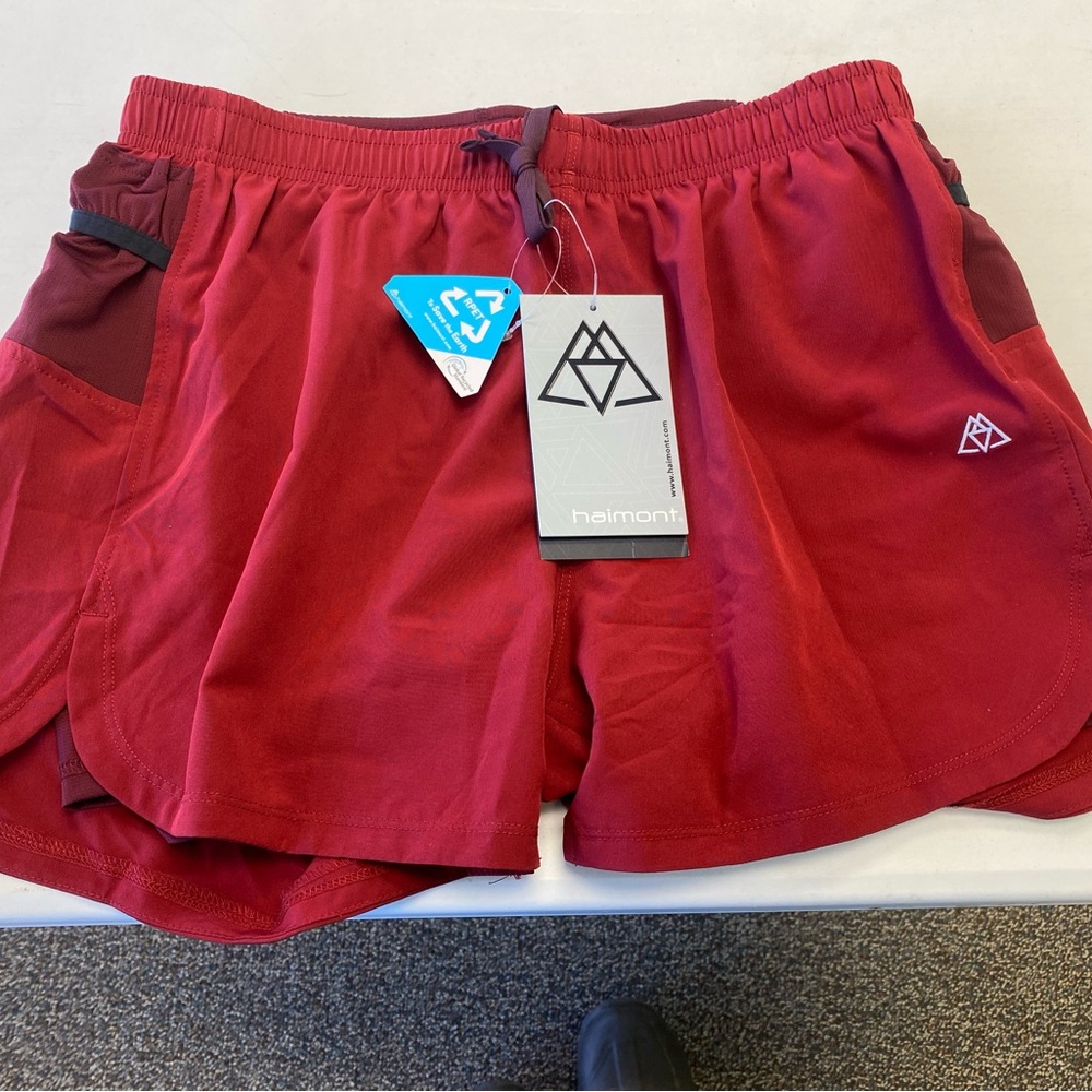 Women's Athletic Running Shorts in Deep Red
